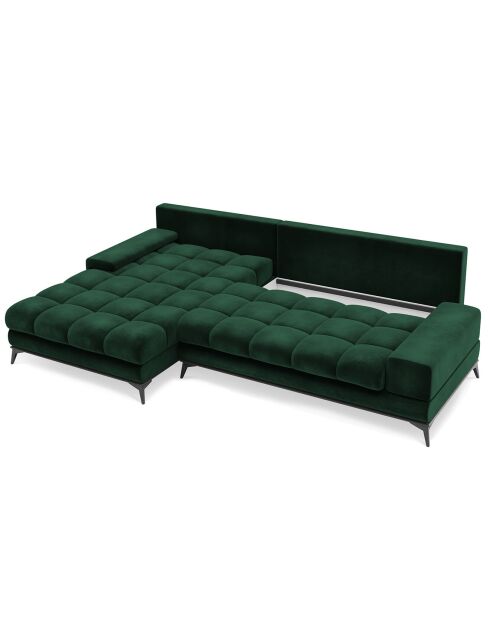 Canapé d'angle Gauche Velours convertible avec Coffre de Rangement Deneb vert bouteille - 315x212x87 cm