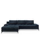 Canapé d'angle Gauche Velours convertible avec Coffre de Rangement Deneb bleu foncé - 315x212x87 cm