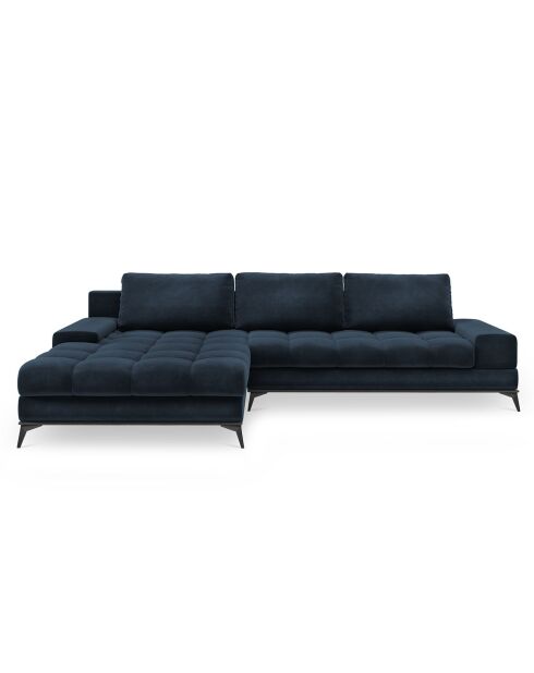 Canapé d'angle Gauche Velours convertible avec Coffre de Rangement Deneb bleu foncé - 315x212x87 cm
