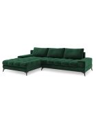 Canapé d'angle Gauche Velours convertible avec Coffre de Rangement Deneb vert bouteille - 315x212x87 cm
