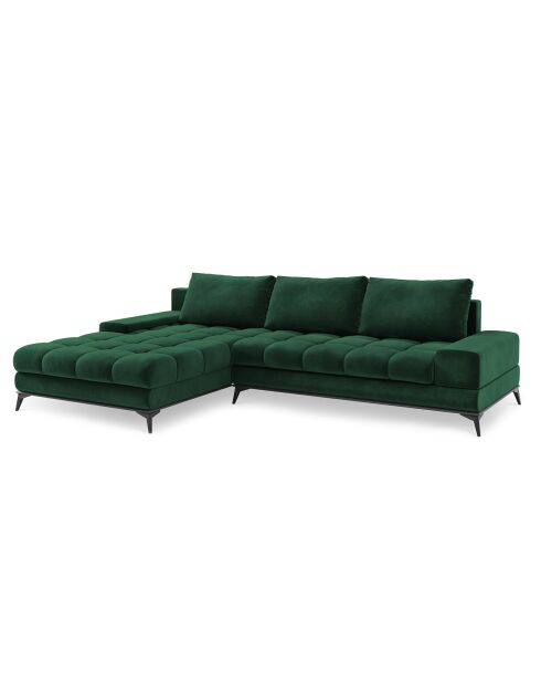 Canapé d'angle Gauche Velours convertible avec Coffre de Rangement Deneb vert bouteille - 315x212x87 cm