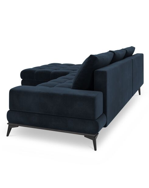 Canapé d'angle Gauche Velours convertible avec Coffre de Rangement Deneb bleu foncé - 315x212x87 cm