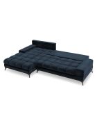 Canapé d'angle Gauche Velours convertible avec Coffre de Rangement Deneb bleu foncé - 315x212x87 cm