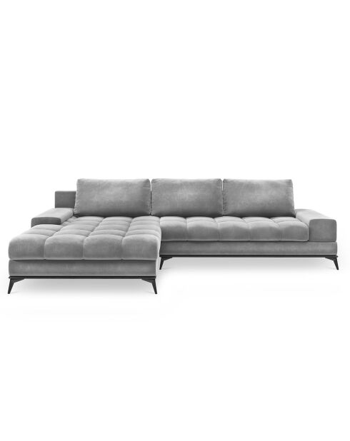 Canapé d'angle Gauche Velours convertible avec Coffre de Rangement Deneb gris clair - 315x212x87 cm