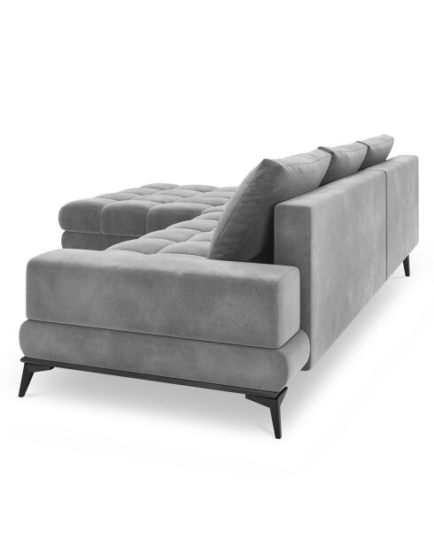 Canapé d'angle Gauche Velours convertible avec Coffre de Rangement Deneb gris clair - 315x212x87 cm