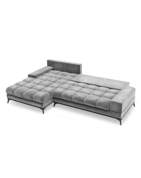 Canapé d'angle Gauche Velours convertible avec Coffre de Rangement Deneb gris clair - 315x212x87 cm
