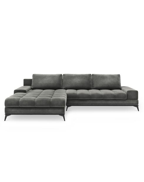 Canapé d'angle Gauche Velours convertible avec Coffre de Rangement Deneb gris - 315x212x87 cm