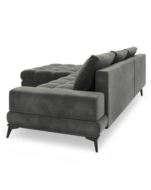 Canapé d'angle Gauche Velours convertible avec Coffre de Rangement Deneb gris - 315x212x87 cm