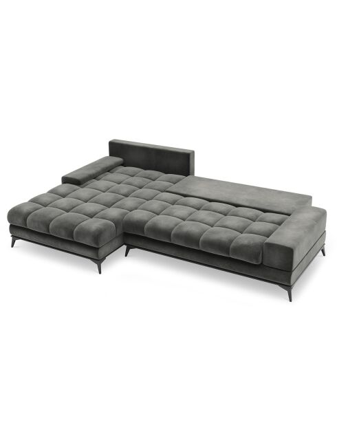 Canapé d'angle Gauche Velours convertible avec Coffre de Rangement Deneb gris - 315x212x87 cm