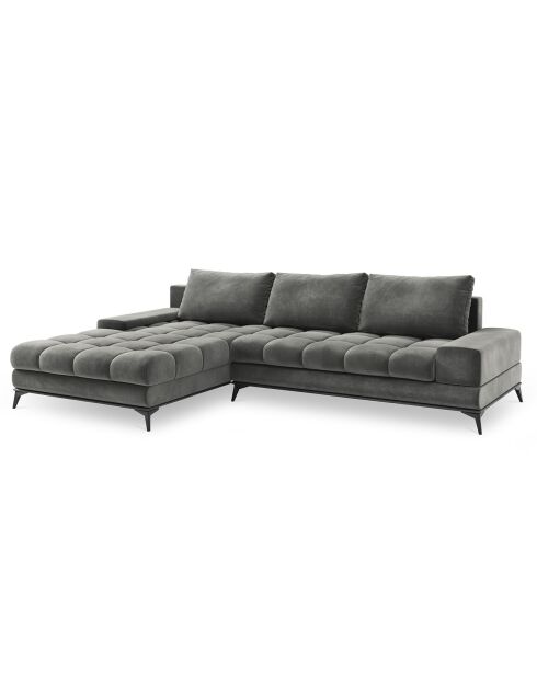 Canapé d'angle Gauche Velours convertible avec Coffre de Rangement Deneb gris - 315x212x87 cm