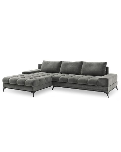 Canapé d'angle Gauche Velours convertible avec Coffre de Rangement Deneb gris - 315x212x87 cm
