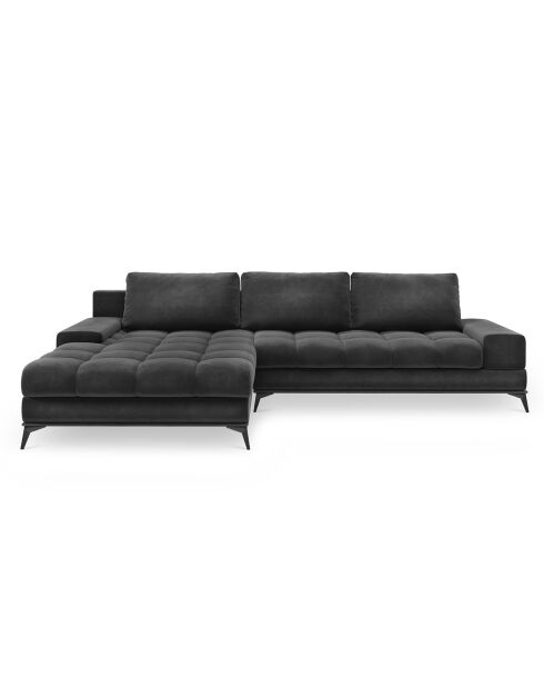 Canapé d'angle Gauche Velours convertible avec Coffre de Rangement Deneb gris foncé - 315x212x87 cm