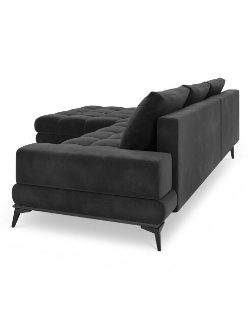 Canapé d'angle Gauche Velours convertible avec Coffre de Rangement Deneb gris foncé - 315x212x87 cm