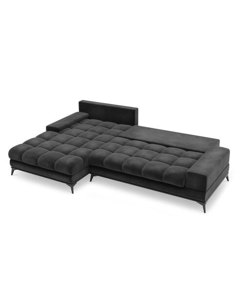 Canapé d'angle Gauche Velours convertible avec Coffre de Rangement Deneb gris foncé - 315x212x87 cm