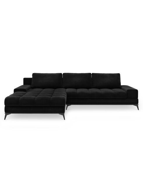 Canapé D'Angle Gauche Velours convertible avec Coffre de Rangement Deneb noir - 315x212x87 cm