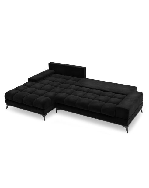 Canapé D'Angle Gauche Velours convertible avec Coffre de Rangement Deneb noir - 315x212x87 cm