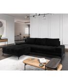 Canapé D'Angle Gauche Velours convertible avec Coffre de Rangement Deneb noir - 315x212x87 cm