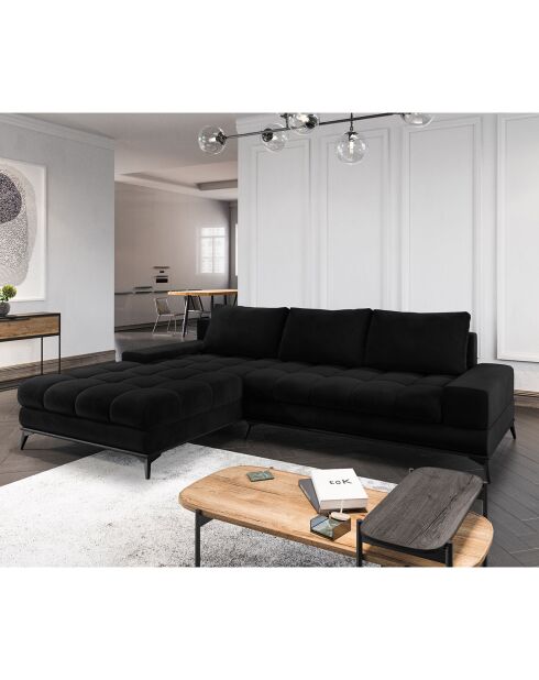 Canapé D'Angle Gauche Velours convertible avec Coffre de Rangement Deneb noir - 315x212x87 cm