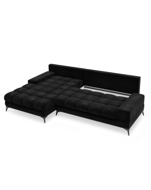 Canapé D'Angle Gauche Velours convertible avec Coffre de Rangement Deneb noir - 315x212x87 cm