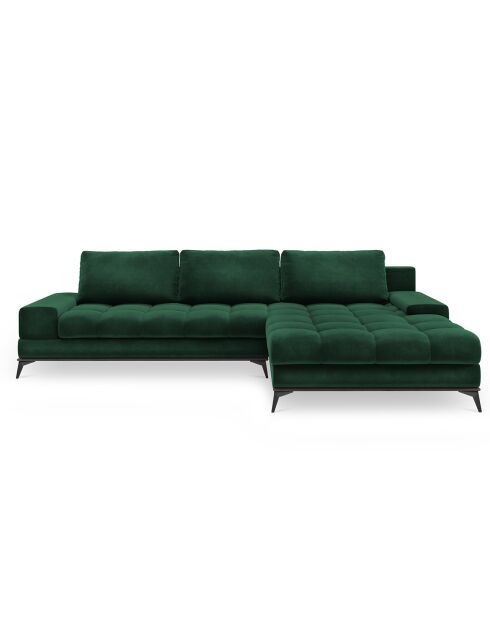 Canapé d'angle droit Velours convertible avec Coffre de Rangement Deneb vert bouteille - 315x212x87 cm