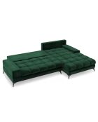 Canapé d'angle droit Velours convertible avec Coffre de Rangement Deneb vert bouteille - 315x212x87 cm