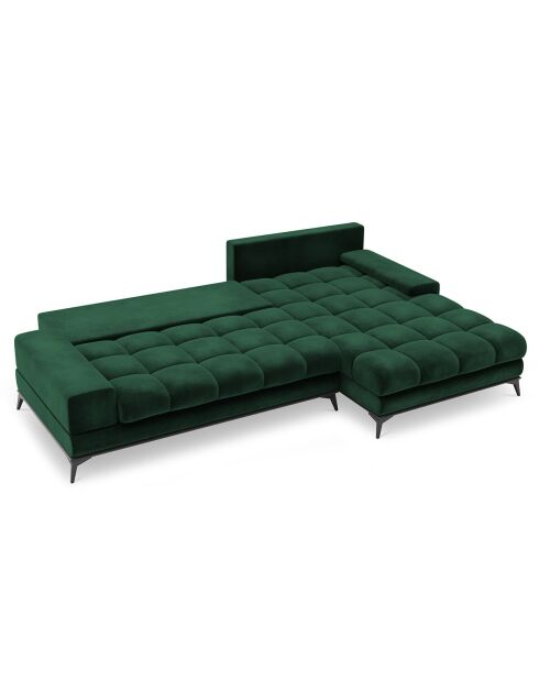 Canapé d'angle droit Velours convertible avec Coffre de Rangement Deneb vert bouteille - 315x212x87 cm
