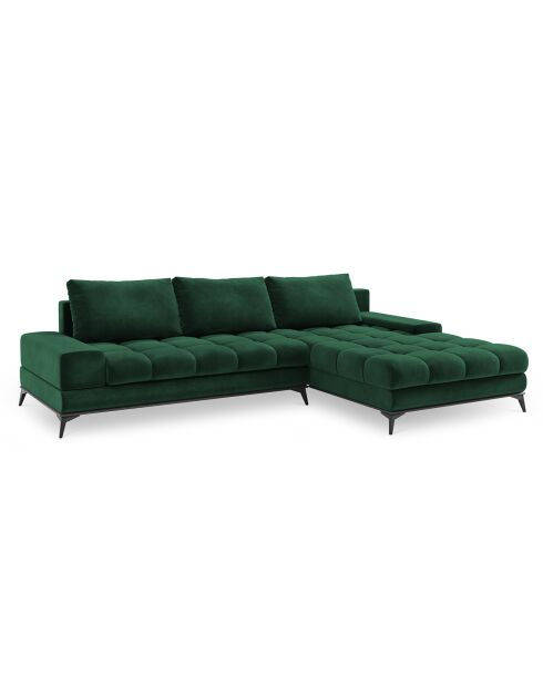 Canapé d'angle droit Velours convertible avec Coffre de Rangement Deneb vert bouteille - 315x212x87 cm