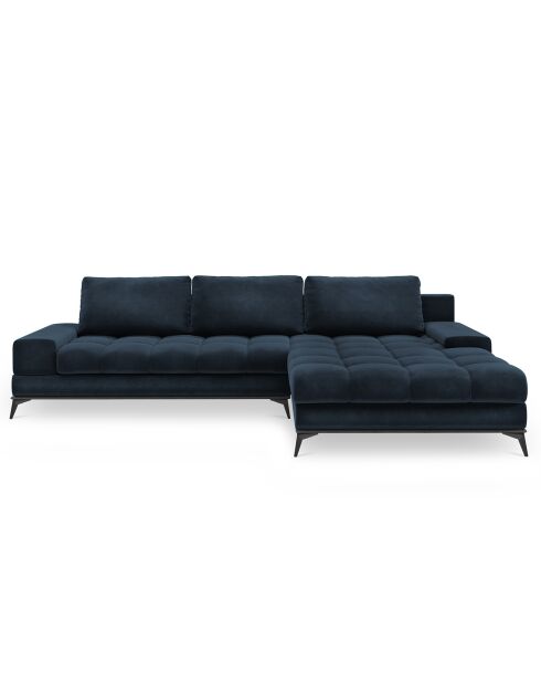 Canapé d'angle droit Velours convertible avec Coffre de Rangement Deneb bleu foncé - 315x212x87 cm