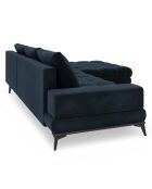Canapé d'angle droit Velours convertible avec Coffre de Rangement Deneb bleu foncé - 315x212x87 cm