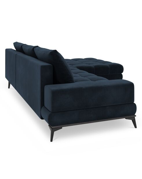 Canapé d'angle droit Velours convertible avec Coffre de Rangement Deneb bleu foncé - 315x212x87 cm