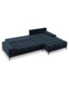 Canapé d'angle droit Velours convertible avec Coffre de Rangement Deneb bleu foncé - 315x212x87 cm
