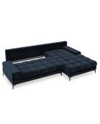 Canapé d'angle droit Velours convertible avec Coffre de Rangement Deneb bleu foncé - 315x212x87 cm