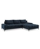 Canapé d'angle droit Velours convertible avec Coffre de Rangement Deneb bleu foncé - 315x212x87 cm