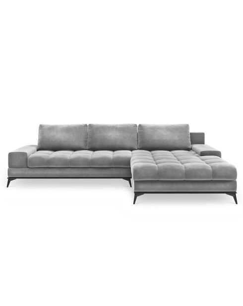 Canapé d'angle droit Velours convertible avec Coffre de Rangement Deneb gris clair - 315x212x87 cm