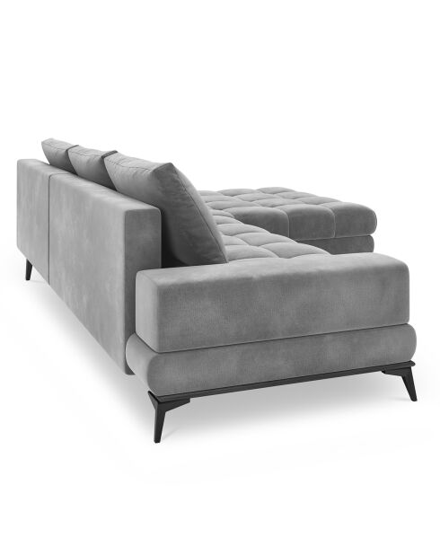 Canapé d'angle droit Velours convertible avec Coffre de Rangement Deneb gris clair - 315x212x87 cm