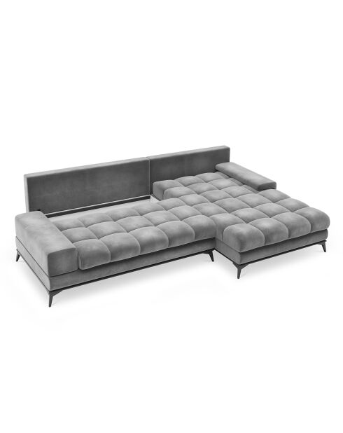 Canapé d'angle droit Velours convertible avec Coffre de Rangement Deneb gris clair - 315x212x87 cm