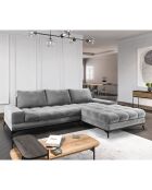 Canapé d'angle droit Velours convertible avec Coffre de Rangement Deneb gris clair - 315x212x87 cm