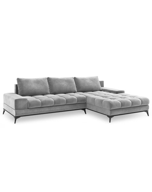 Canapé d'angle droit Velours convertible avec Coffre de Rangement Deneb gris clair - 315x212x87 cm
