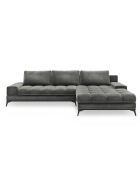Canapé d'angle droit Velours convertible avec Coffre de Rangement Deneb gris - 315x212x87 cm