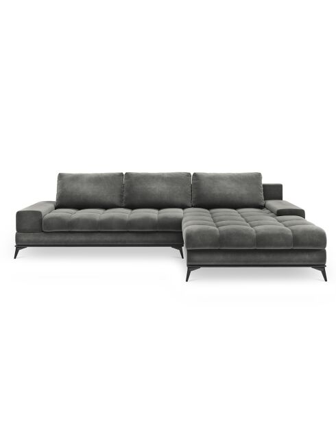 Canapé d'angle droit Velours convertible avec Coffre de Rangement Deneb gris - 315x212x87 cm