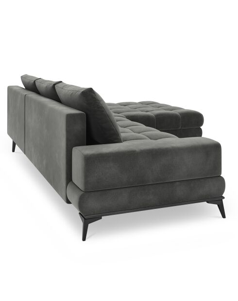 Canapé d'angle droit Velours convertible avec Coffre de Rangement Deneb gris - 315x212x87 cm