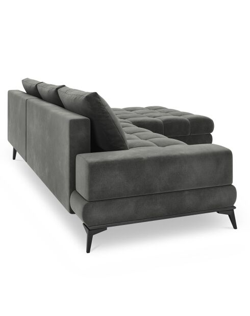 Canapé d'angle droit Velours convertible avec Coffre de Rangement Deneb gris - 315x212x87 cm