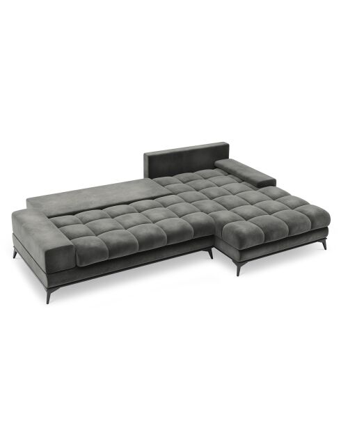 Canapé d'angle droit Velours convertible avec Coffre de Rangement Deneb gris - 315x212x87 cm