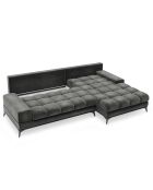 Canapé d'angle droit Velours convertible avec Coffre de Rangement Deneb gris - 315x212x87 cm