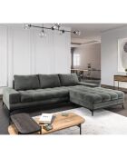Canapé d'angle droit Velours convertible avec Coffre de Rangement Deneb gris - 315x212x87 cm