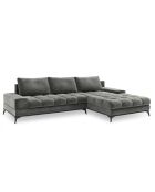 Canapé d'angle droit Velours convertible avec Coffre de Rangement Deneb gris - 315x212x87 cm