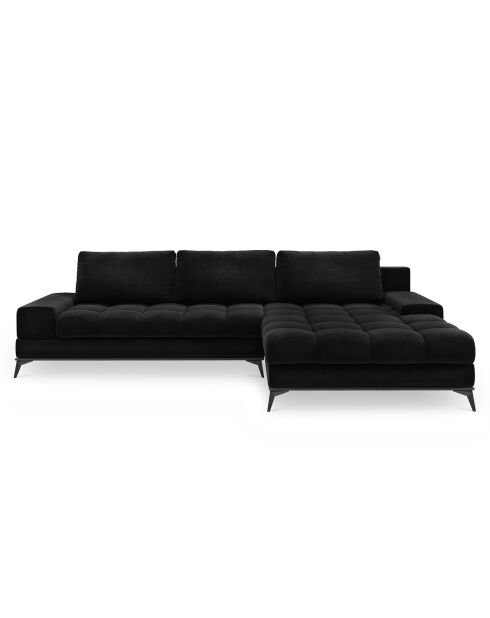 Canapé D'Angle droit Velours convertible avec Coffre de Rangement Deneb noir - 315x212x87 cm