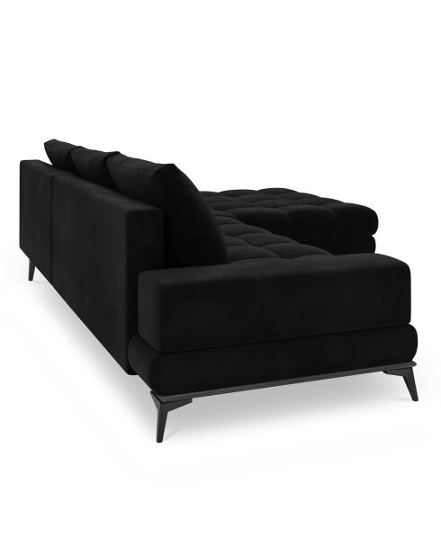 Canapé D'Angle droit Velours convertible avec Coffre de Rangement Deneb noir - 315x212x87 cm