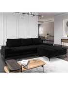 Canapé D'Angle droit Velours convertible avec Coffre de Rangement Deneb noir - 315x212x87 cm