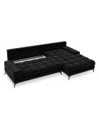Canapé D'Angle droit Velours convertible avec Coffre de Rangement Deneb noir - 315x212x87 cm